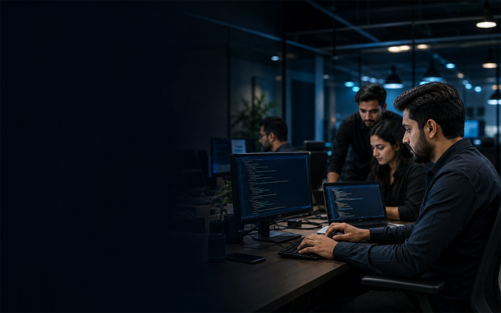 TJ One software engineers working together in a modern office